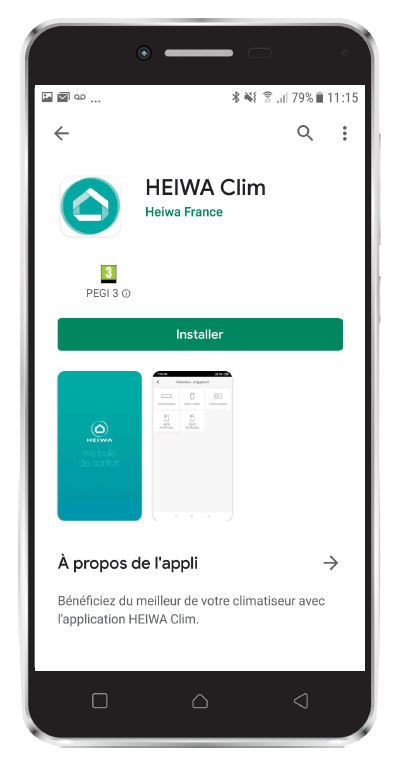 Visuel Android avec Application Heiwa Clim