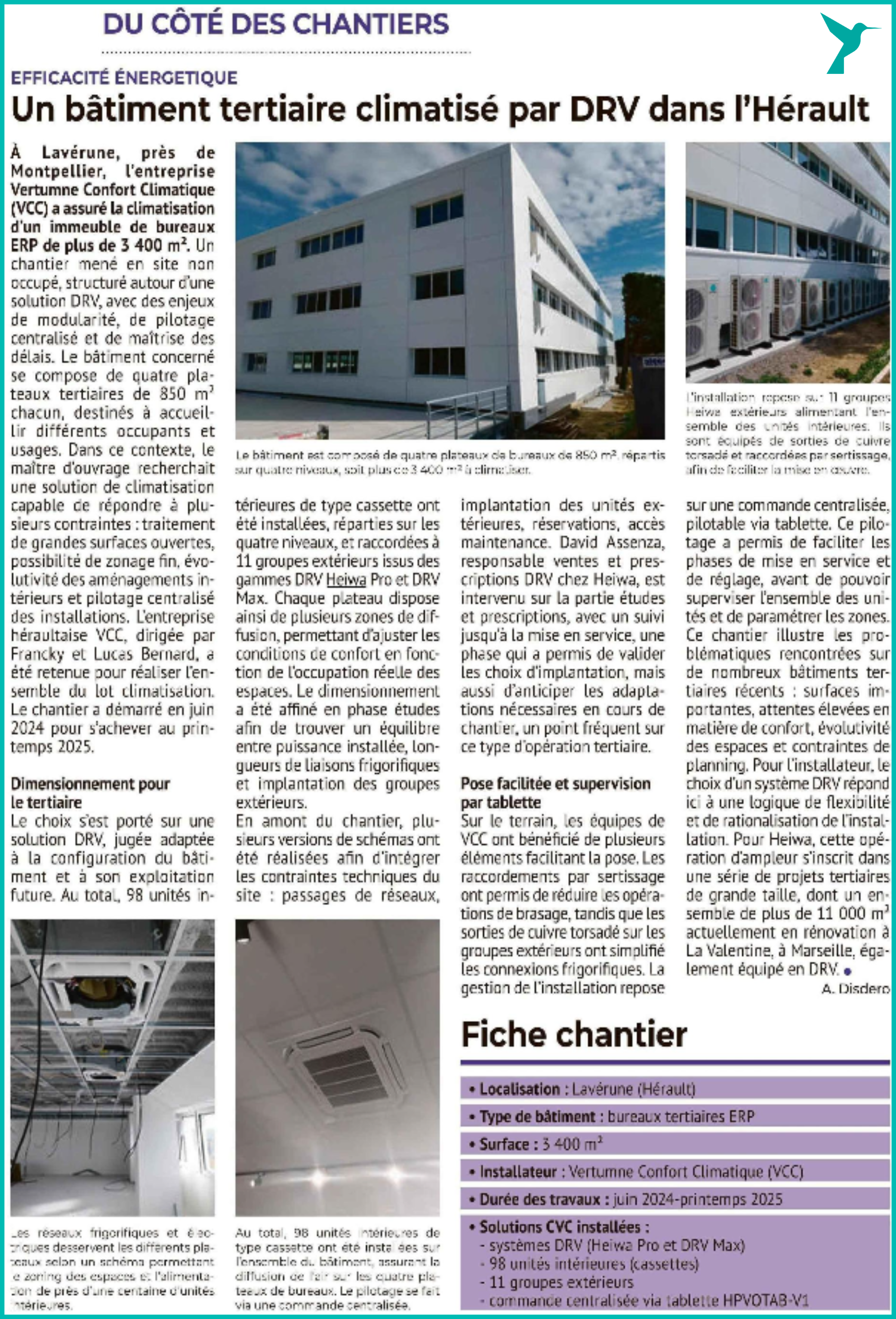 Installation climatisation DRV Heiwa b&acirc;timent tertiaire bureaux