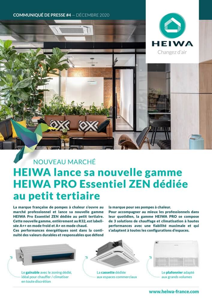 page de couverture communiqu&eacute; de presse gamme petit tertiaire heiwa