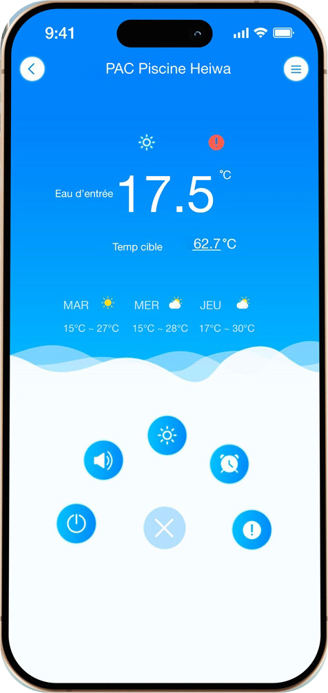 Écran de l’application Aqua Temp